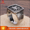 Simple Classic design white gold ancient silver color custom stainless steel stamped finger ring